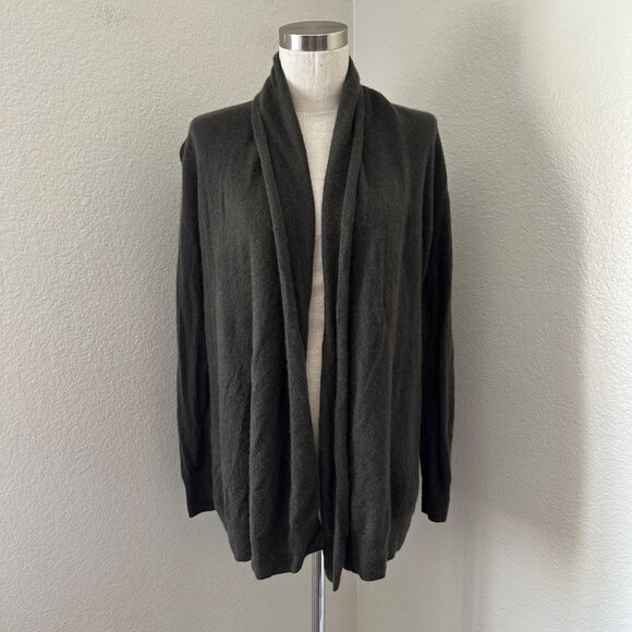 C By Bloomingdale's 2 Ply Cashmere Open Front Cardigan Greyish Brown Sz S - Picture 2 of 13